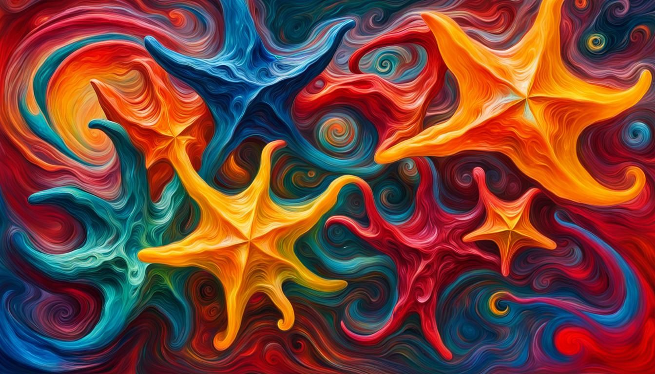 Celestial Stars in Vivid Impasto Painting