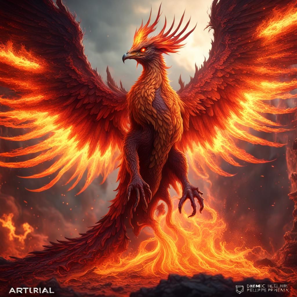 Fiery Demonic Phoenix Fantasy Concept Art