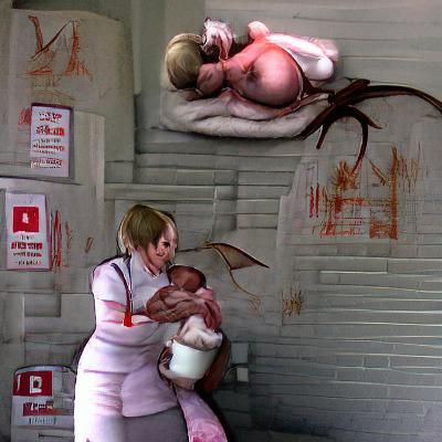 Disturbing Image of Nurse Breastfeeding Demon Child