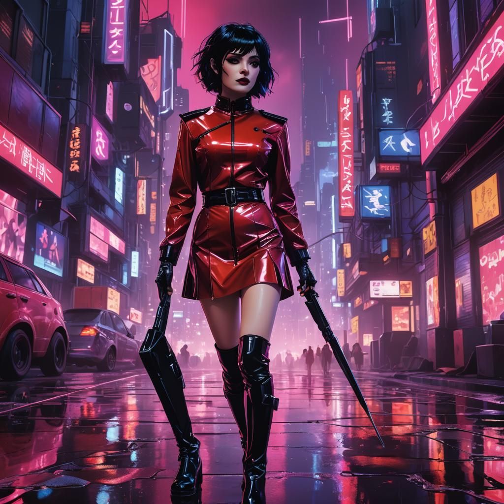 Cyberpunk Anime Woman in Latex Universe
