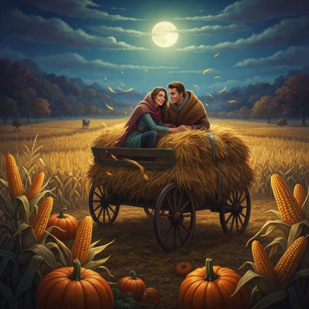Romantic Hayride Under Harvest Moon: Fantasy Concept Art