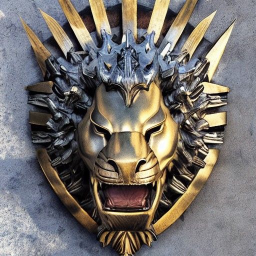 Armored King with Lion Shield in Hyperreal Style