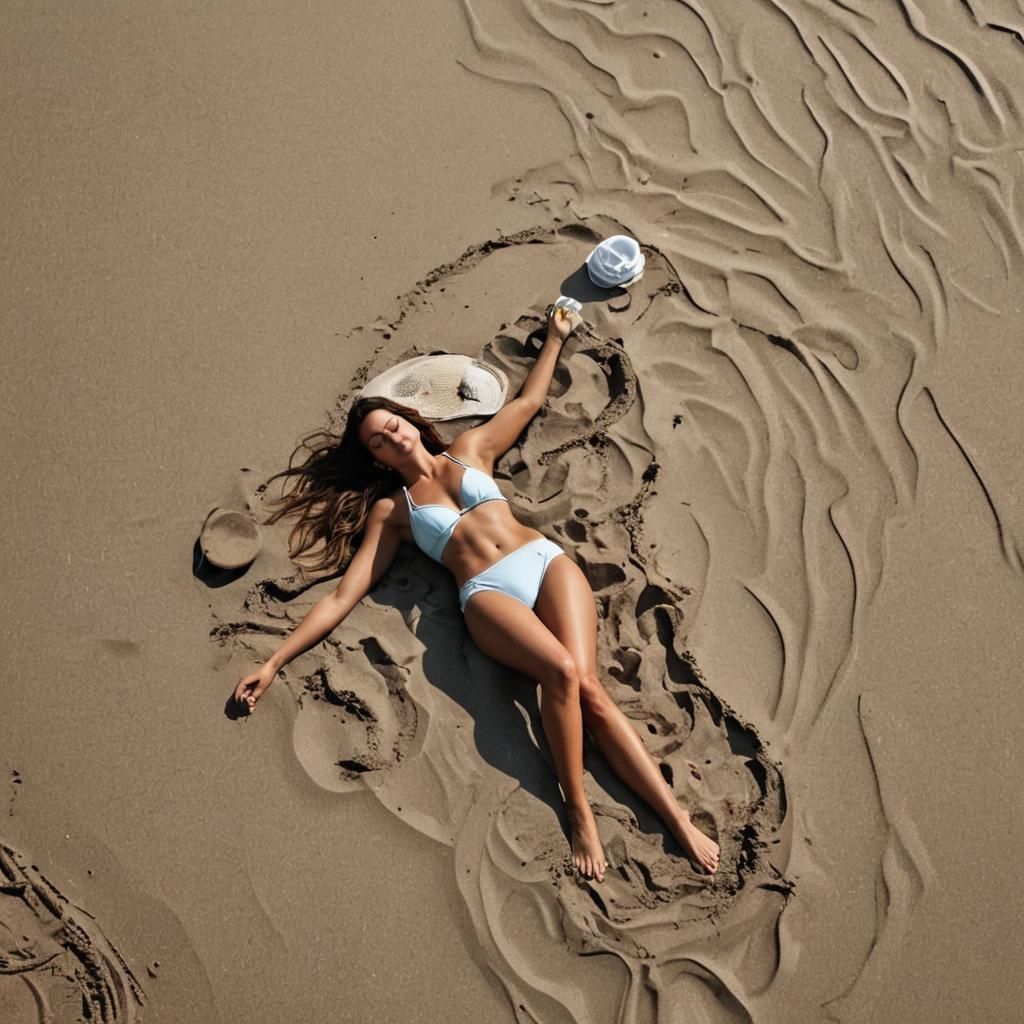 A woman sleep through a beach