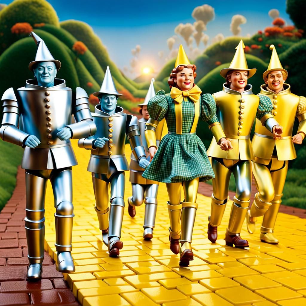 Wizard of Oz Action Figures on Yellow Brick Road