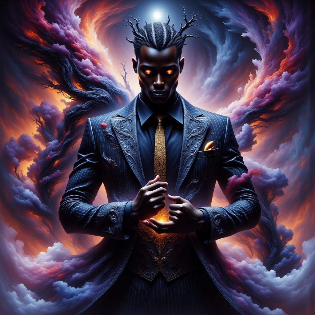 Cyberpunk Kingpin Amidst Neon Haze