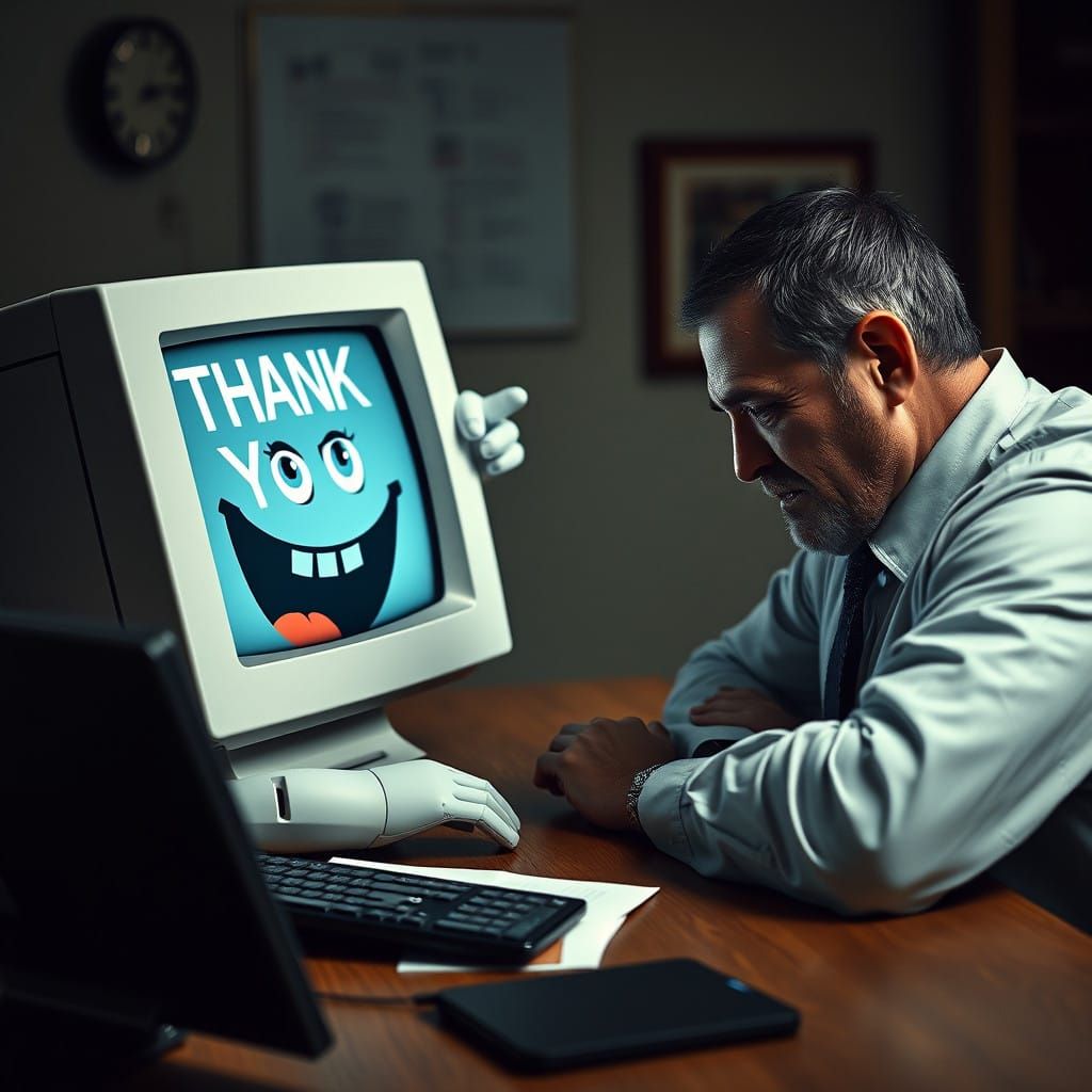 Maniacal Computer Confronts Sinister Human in Hyperdetailed...