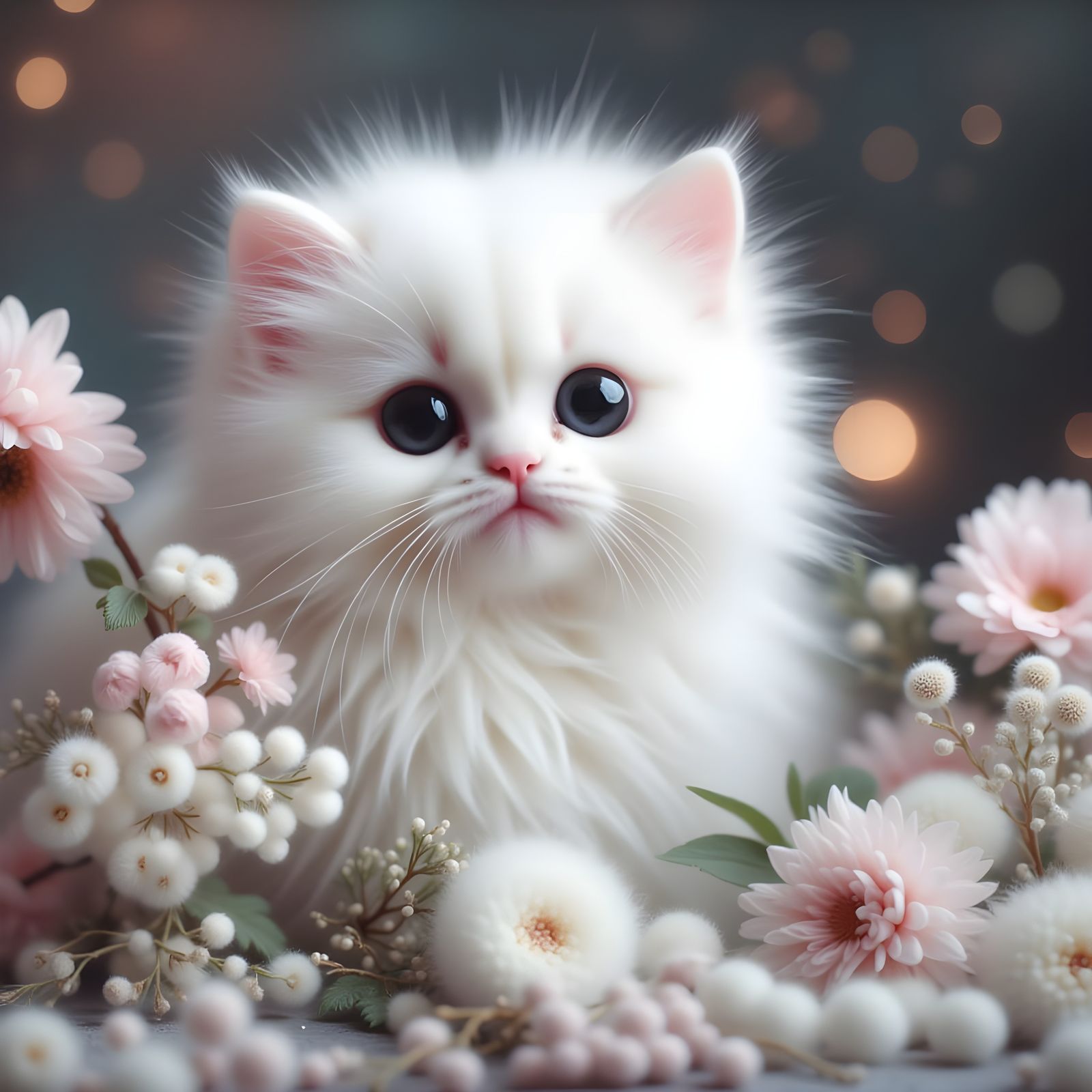 White Cat with Black Eyes