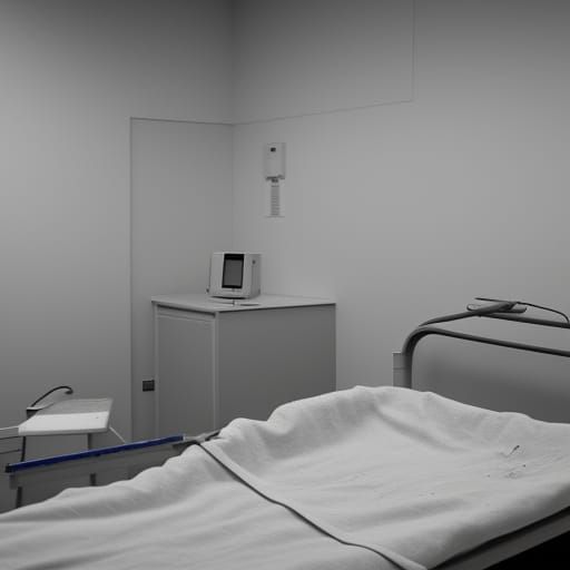 Liminal Empty Hospital Bed in Disrepair