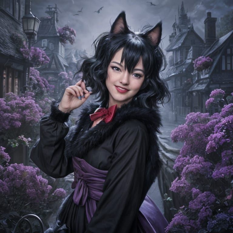 Jiji the Black Cat in Bakery, Ghibli Style