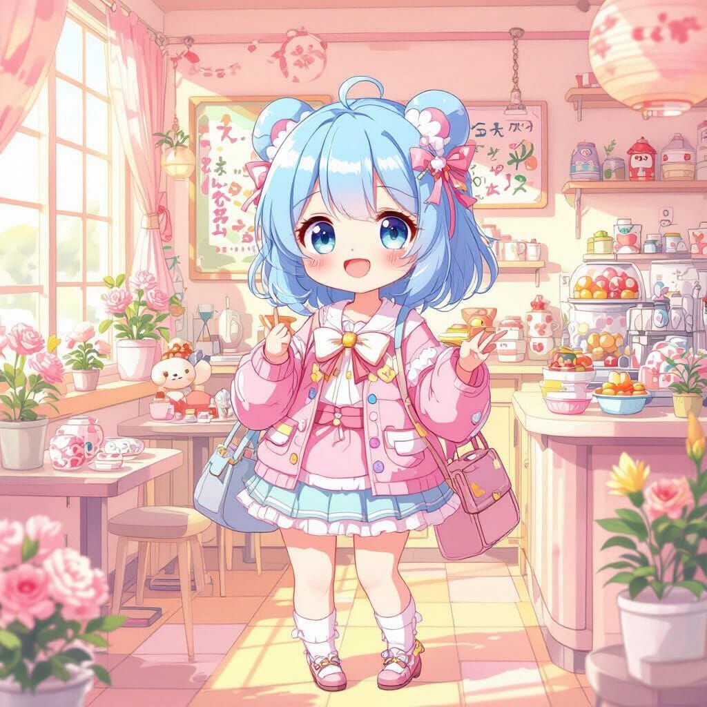 Pastel Kawaii Character in Moe Anime Style