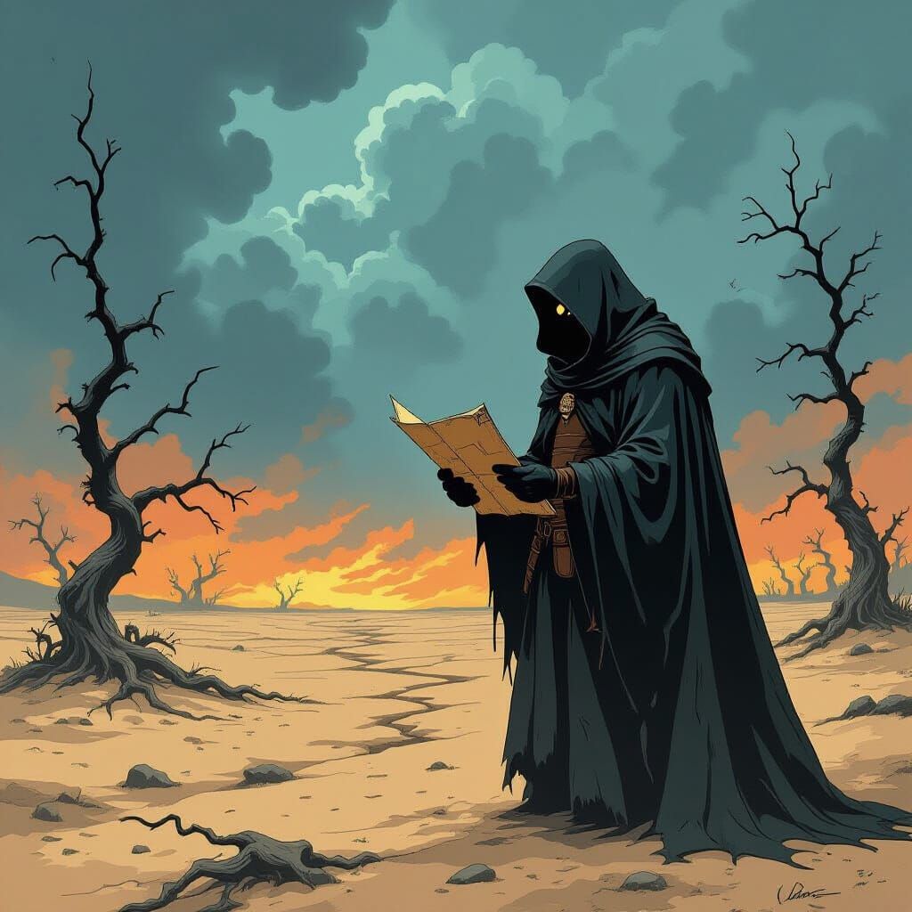 Wasteland Wanderer in Dark Fantasy Style