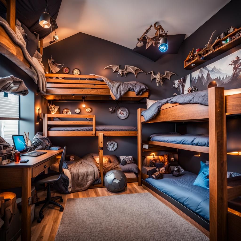 Dungeons and Dragons Themed Kids Bedroom with Gaming Setup