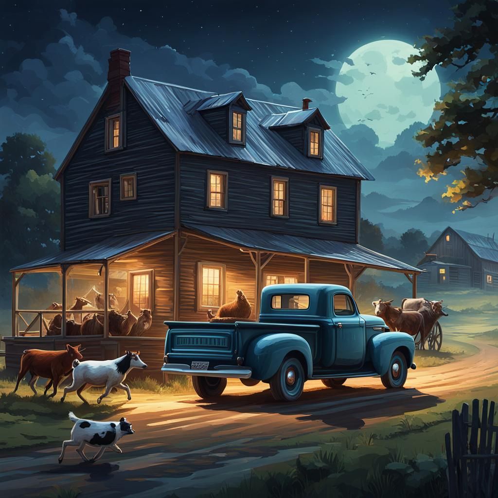 Farmhouse Escape: A Detailed Digital Painting