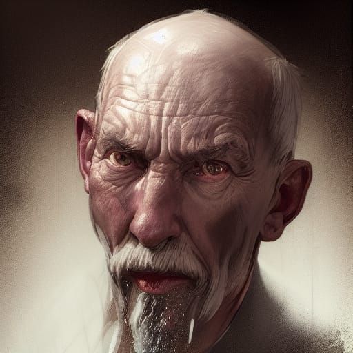 Detailed Portrait of an Old Man in Art Nouveau Style