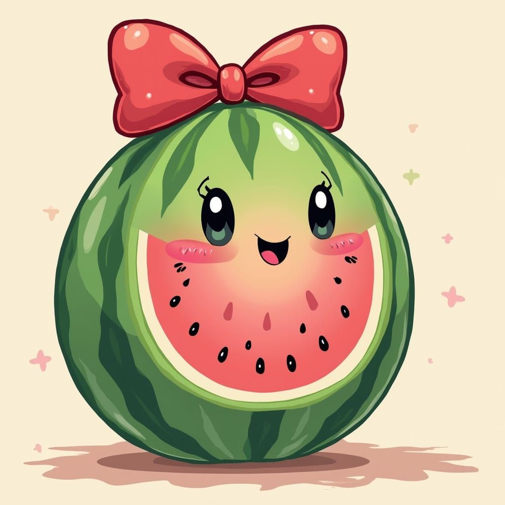 Whimsical Watermelon Portrait in Vibrant Colors