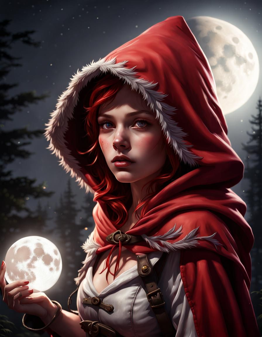 Moonlit Portrait of Little Red Riding Hood