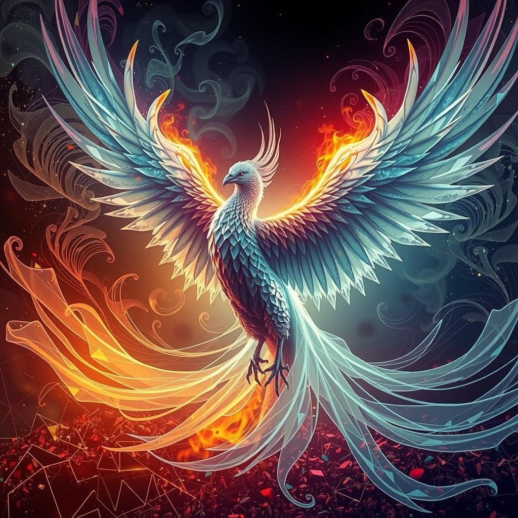 Glass Phoenix Reborn in Holographic Flames