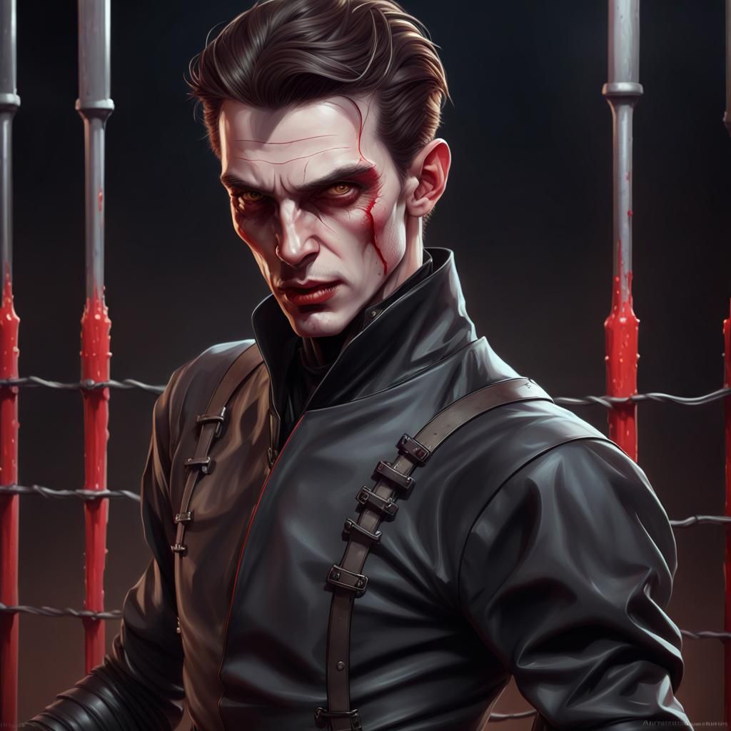 Dramatic Portrait of a Vampire-like Fencer