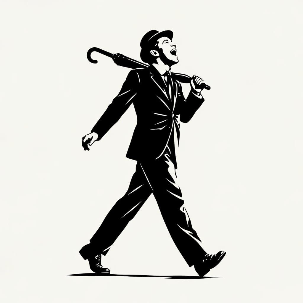 Gene Kelly Silhouette Singing in Rain