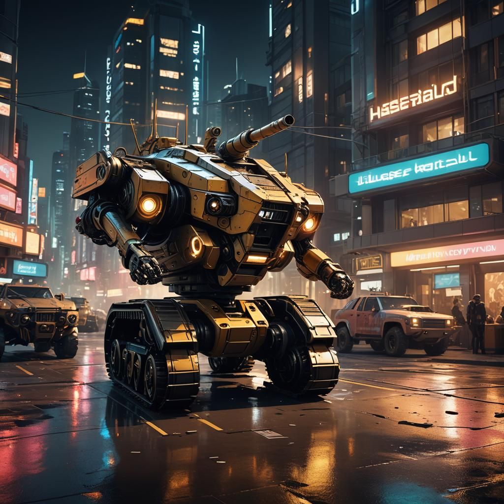 Futuristic Robot Tank Concept Art in Sci-Fi Style