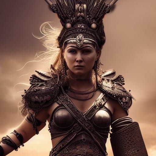 Epic Warrior Woman: Dramatic Digital Matte Painting