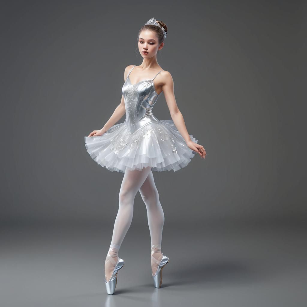 Silver Ballerina Portrait in Hyperdetailed Style