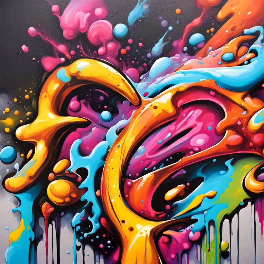 Polychromatic Graffiti Street Art in Splash Style