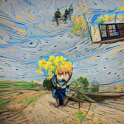 Anime Character in Van Gogh Style, 4K