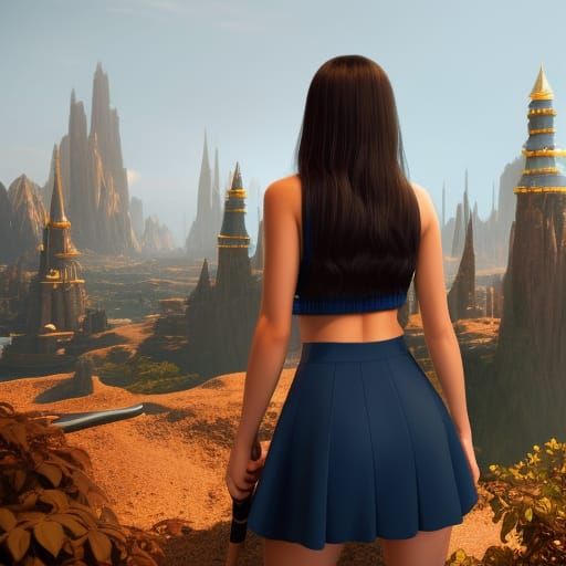 Fantasy City Comic Strip: Teenage Girl with Wand