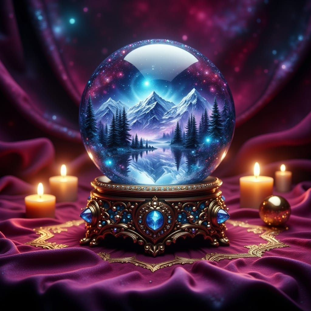 Snow Globe Crystal Ball with Mystical Colors
