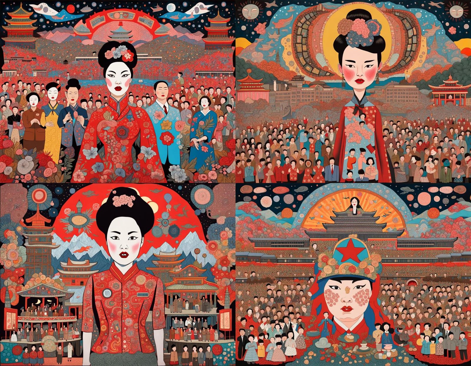 Whimsical North Korean Opera Extravaganza Artwork