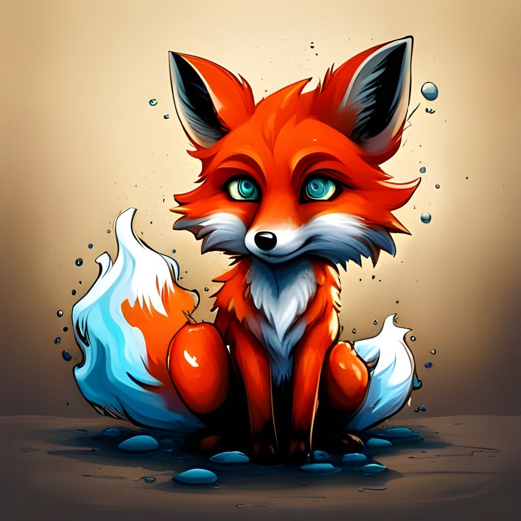Colorful Chibi Fox Graffiti Art