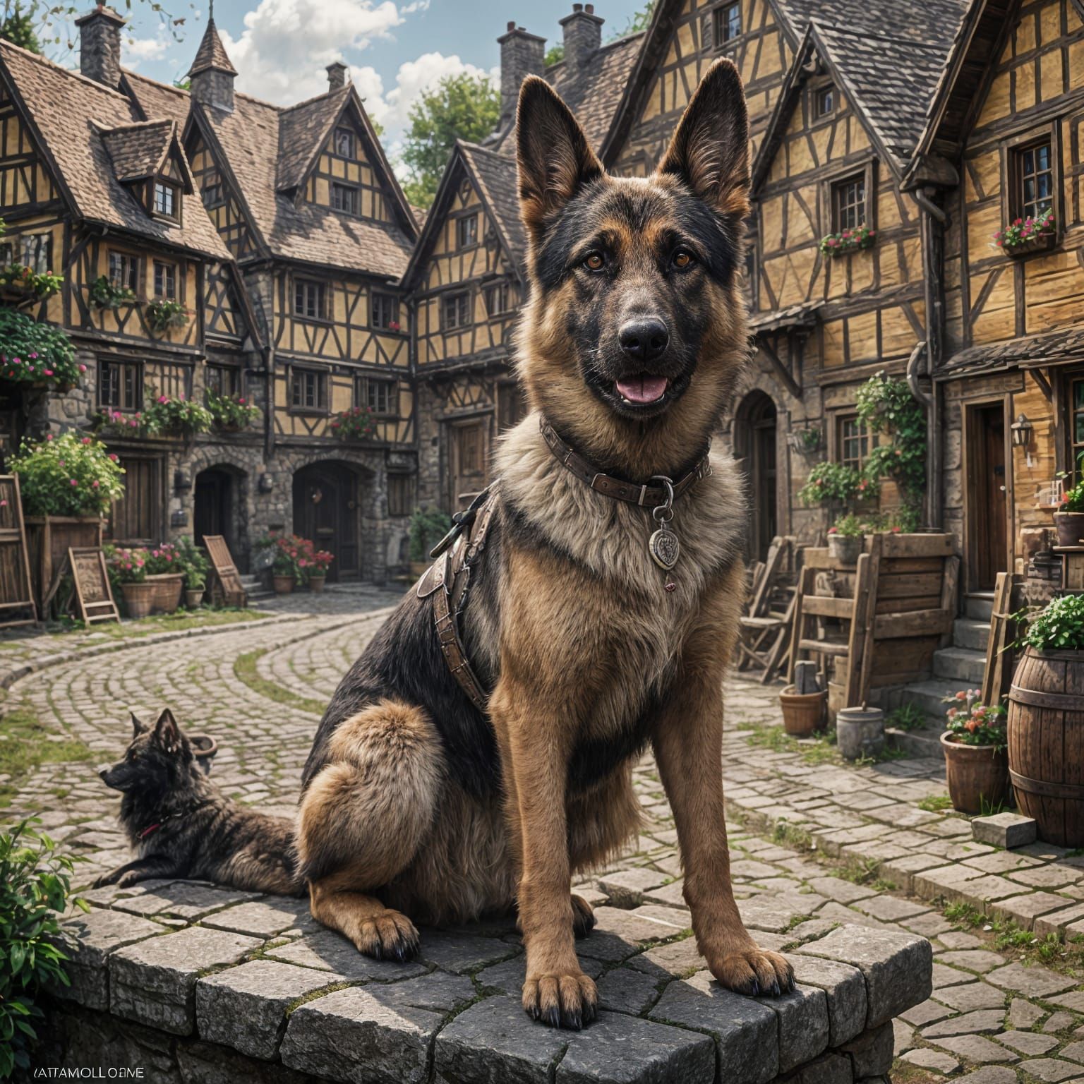 Anthropomorphic German Shepherd Dog in Detailed Digital Pain...