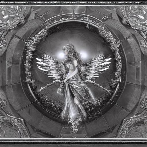 Charming Archangel Girl with Magic Circle in Digital Art