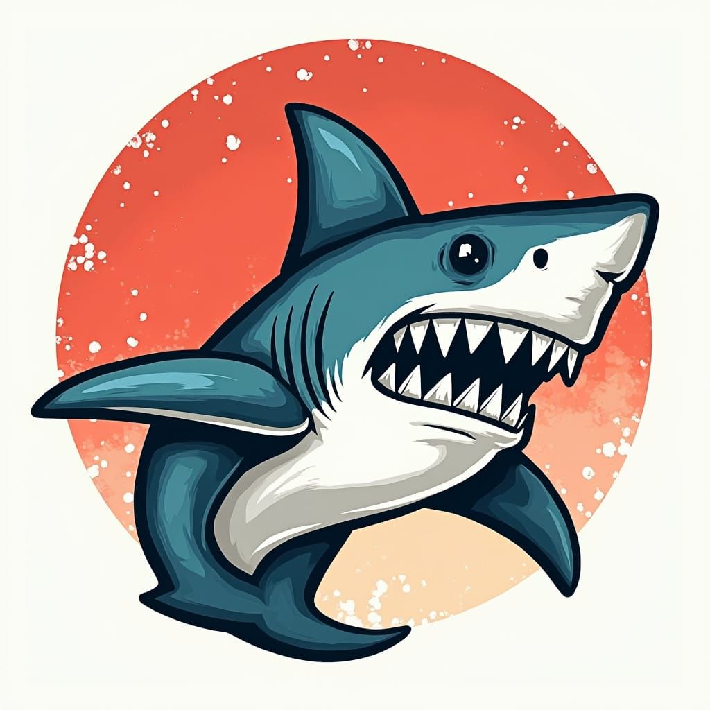 Stylized Shark Logo in 90s Skate Art Style