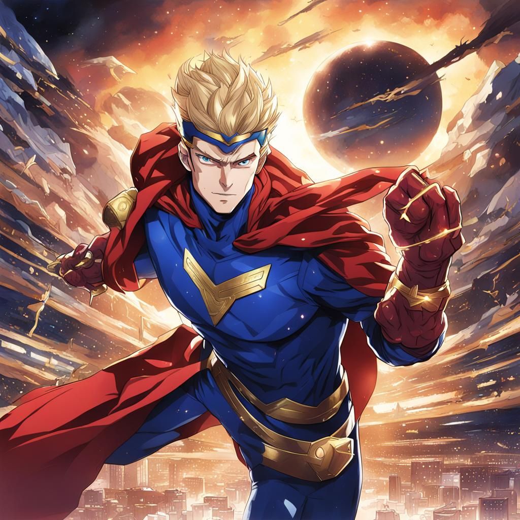 Anime-Style Superhero Illustration in Manga Style