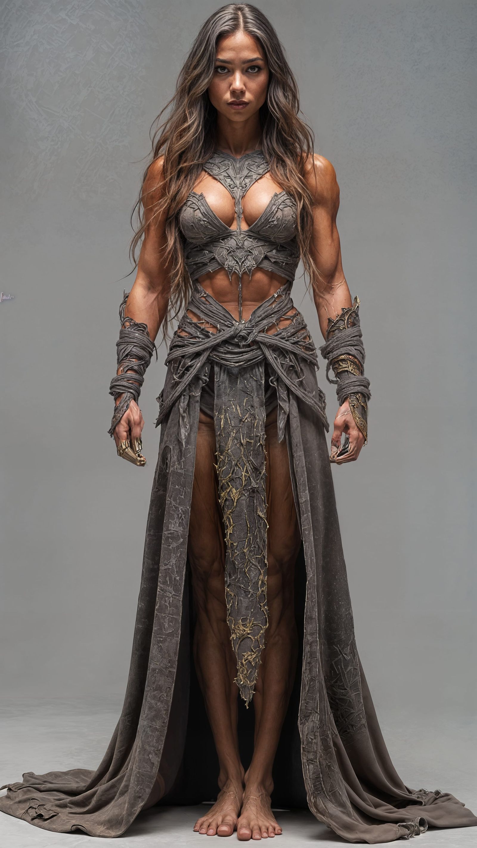 Earthy High Priestess Warrior with Flowing Hair