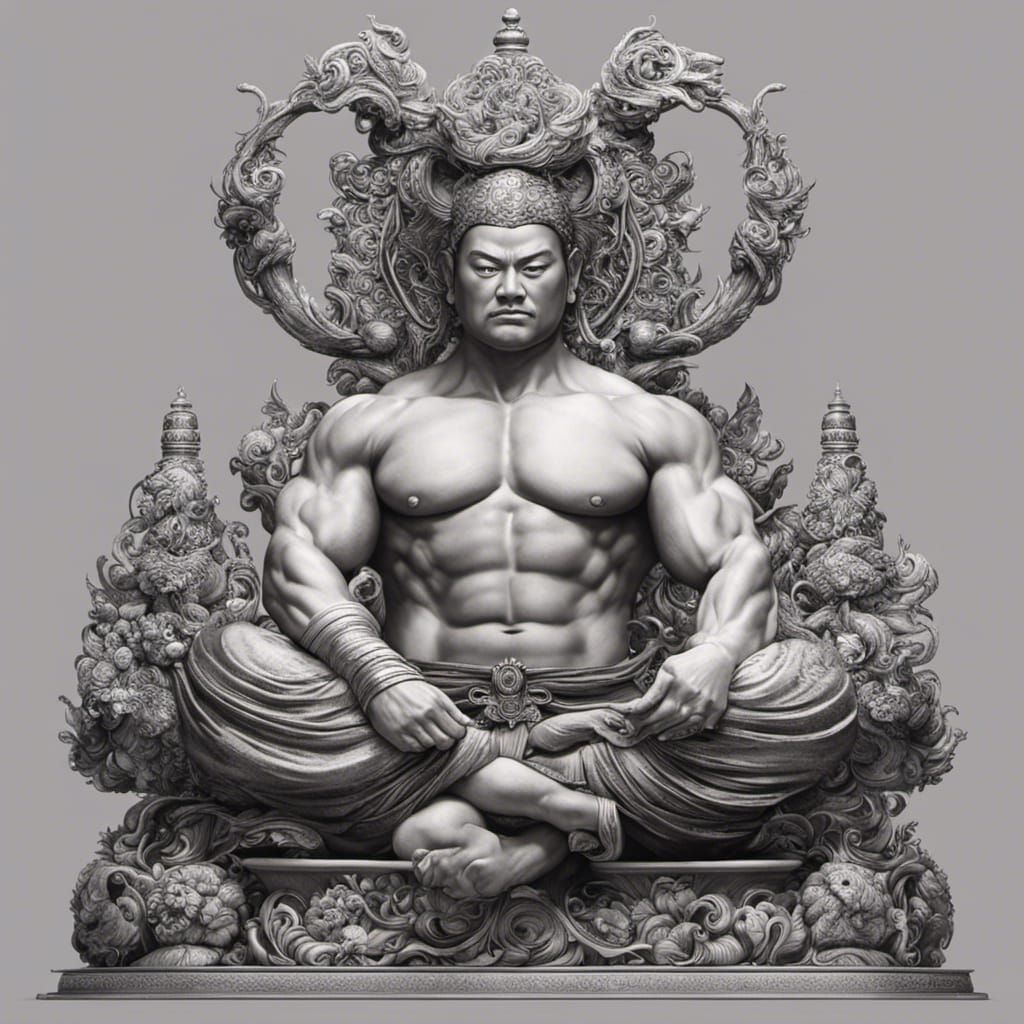 Meditating Kung Fu Master Absorbing Energy