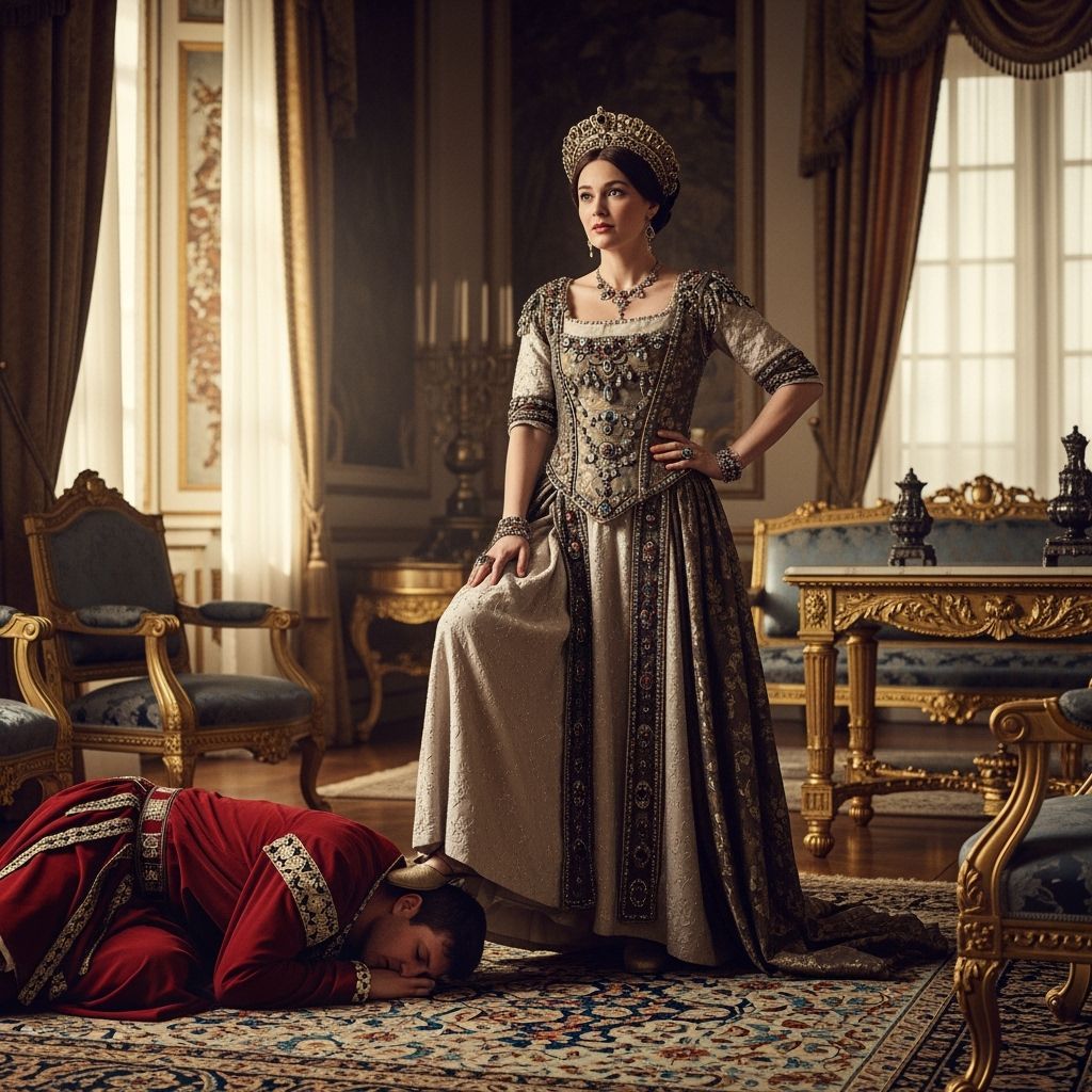 Roman Empress in Palace with Servant, Leibovitz Style