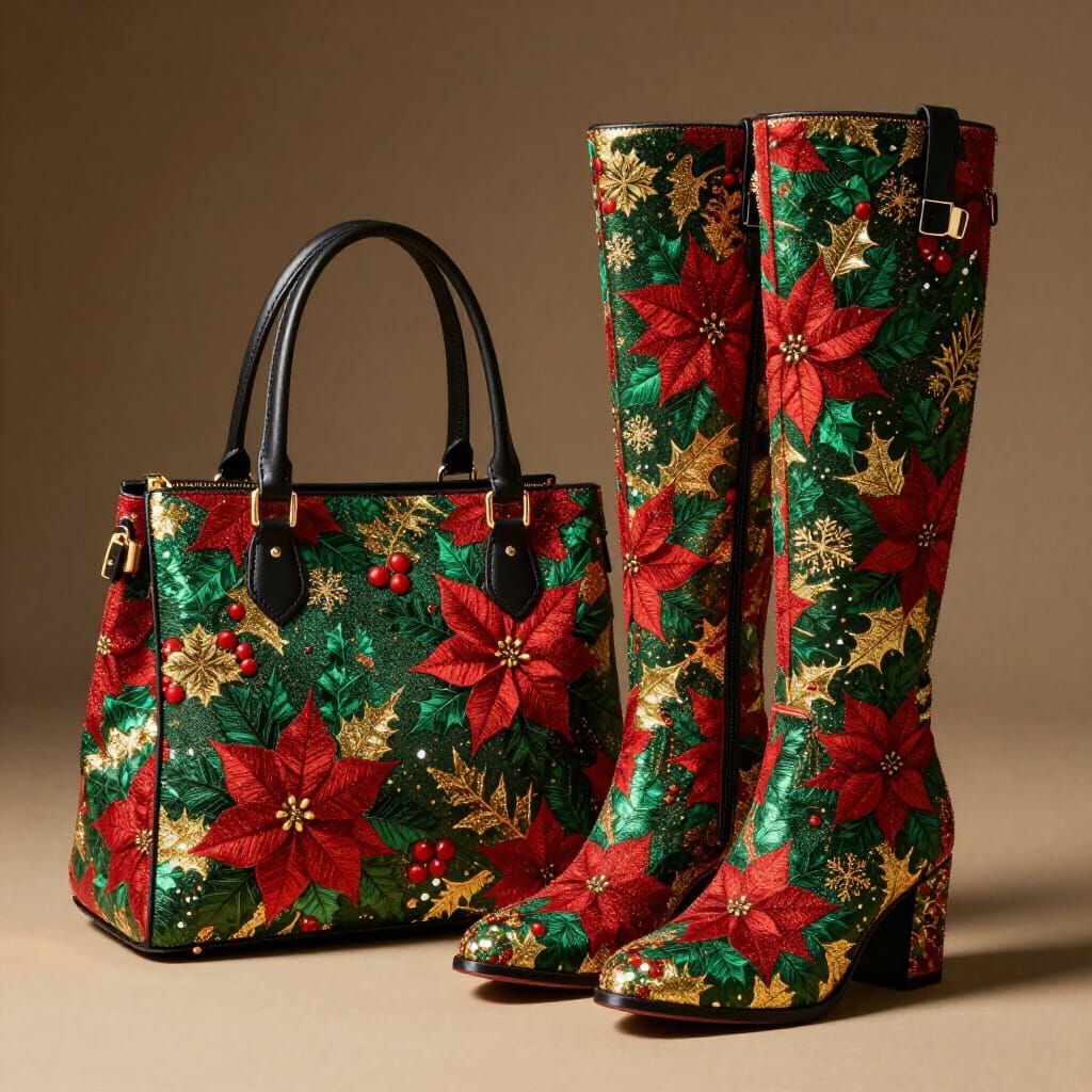 Christmas Themed Bag and Boots