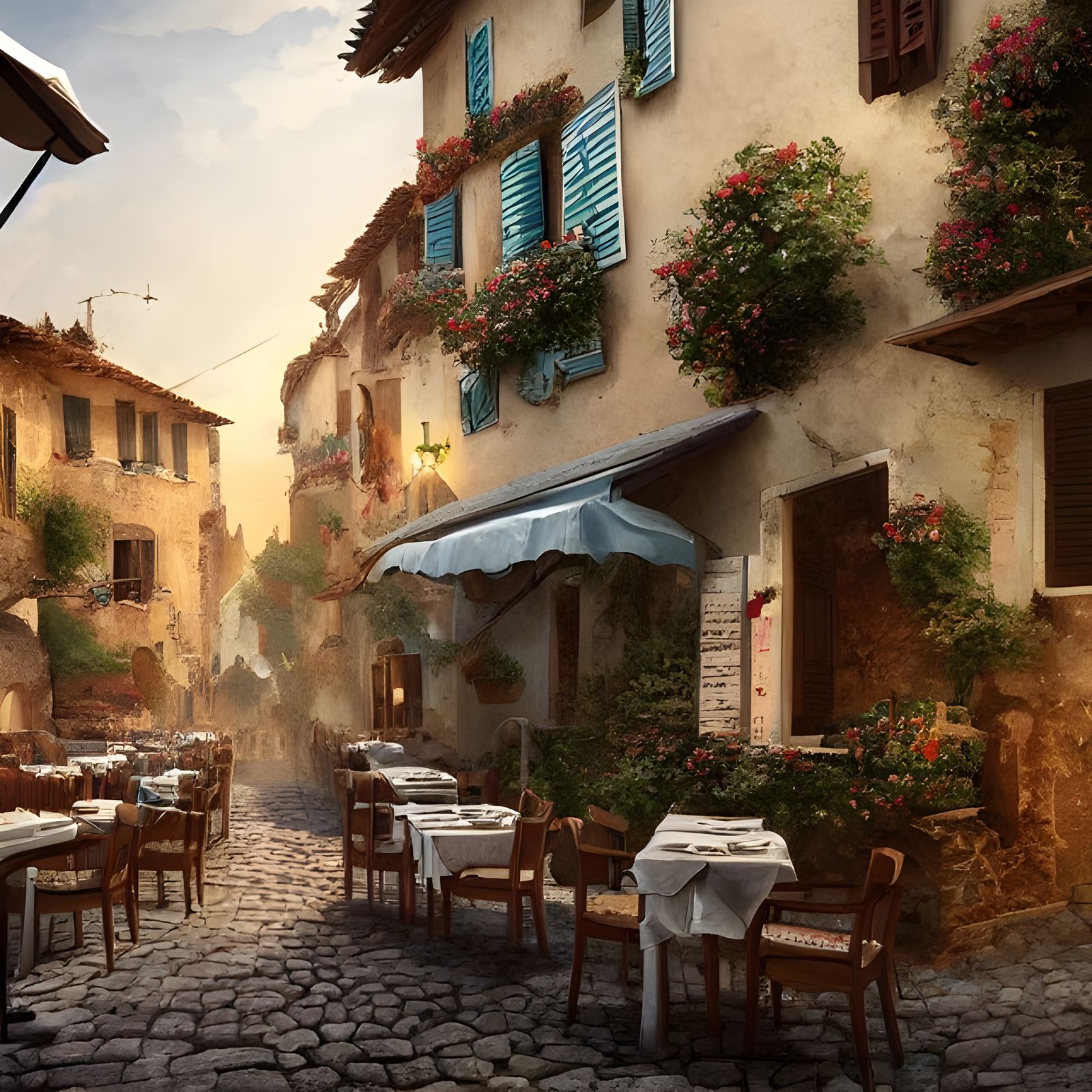 Charming Italian Village Restaurant Scene