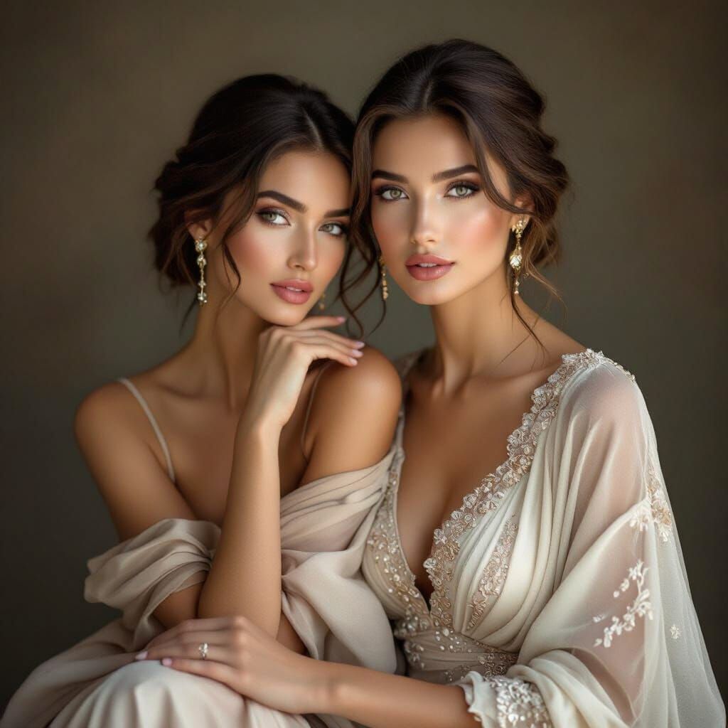 Elegant Women in Studio: Photorealistic Portraits