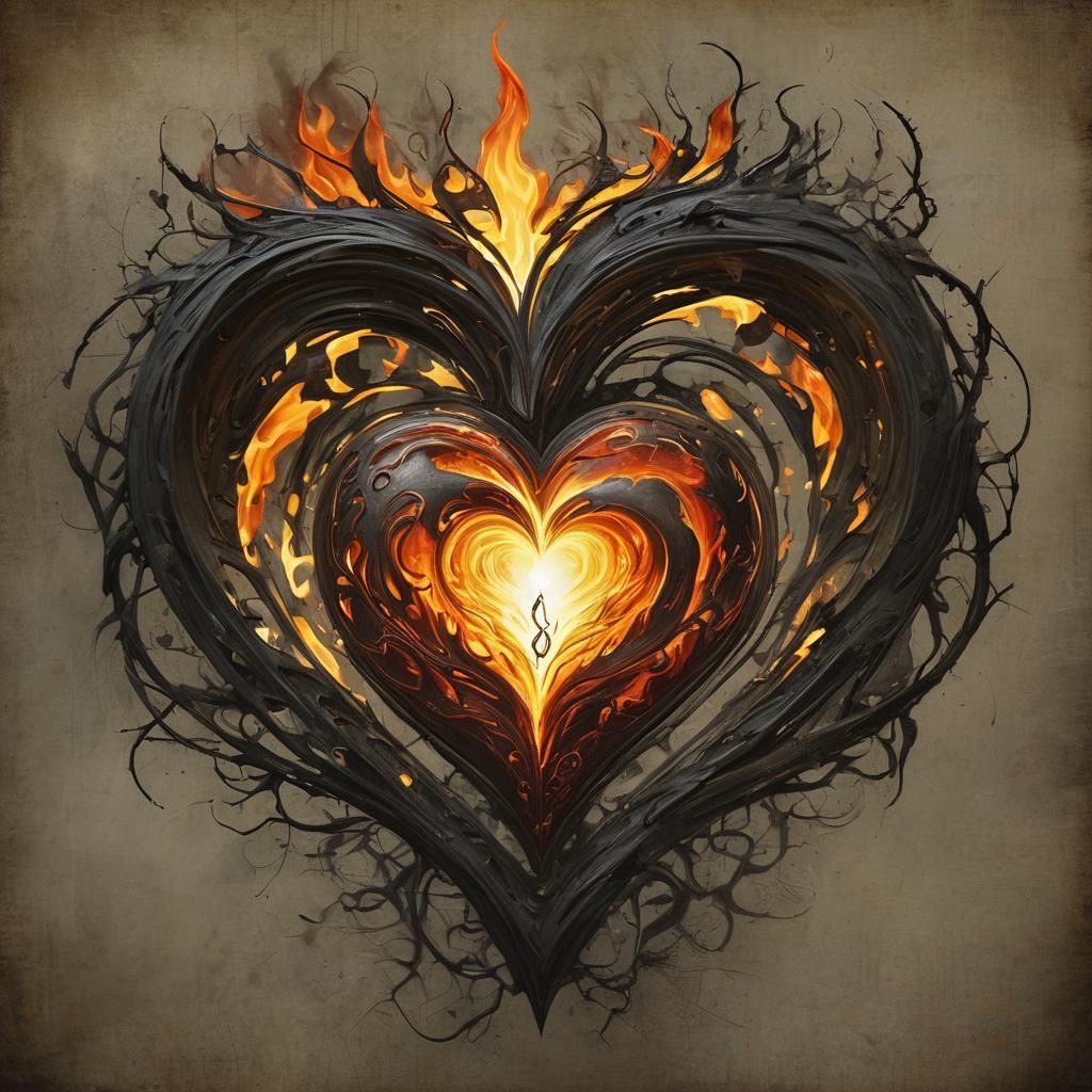 Surreal Flaming Heart on Fire