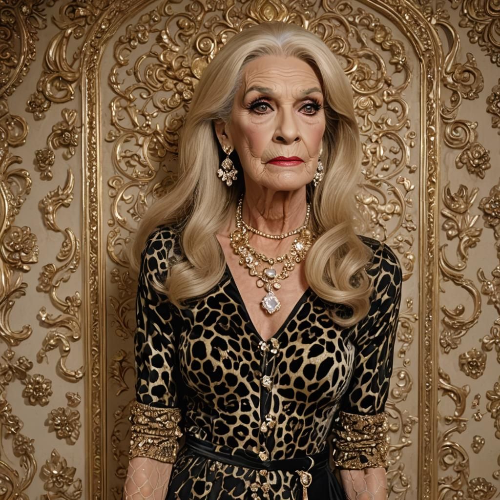 Glamorous Elderly Crossdresser in Ornate Digital Painting