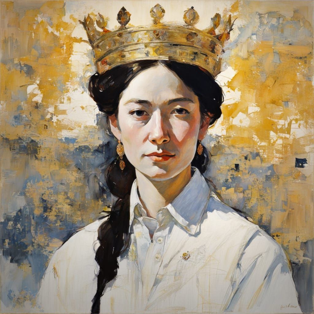 Enigmatic Minimalist Portrait with Golden Crown