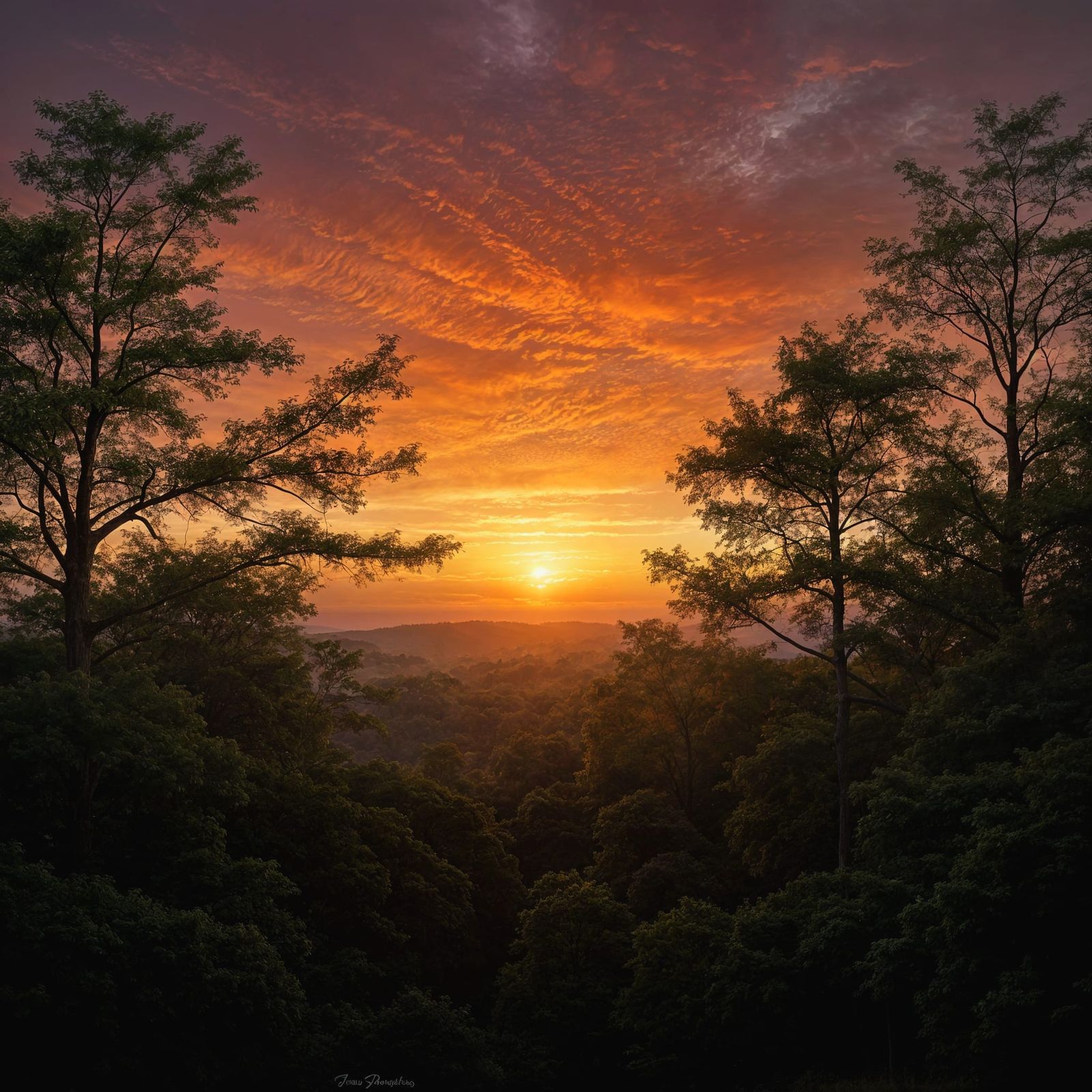 Swaying Trees Under a Fading Sunset