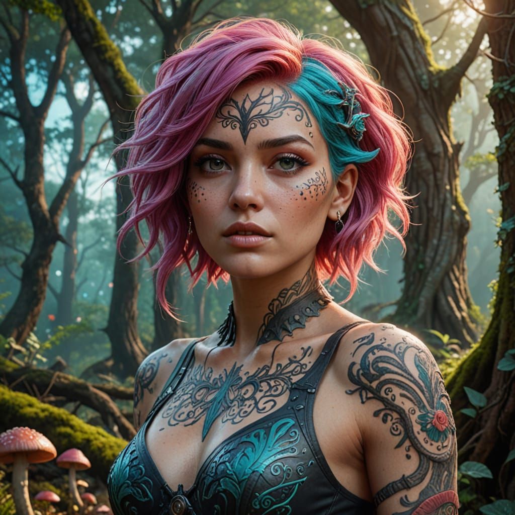 Fantastical Girl in Dreamlike Forest