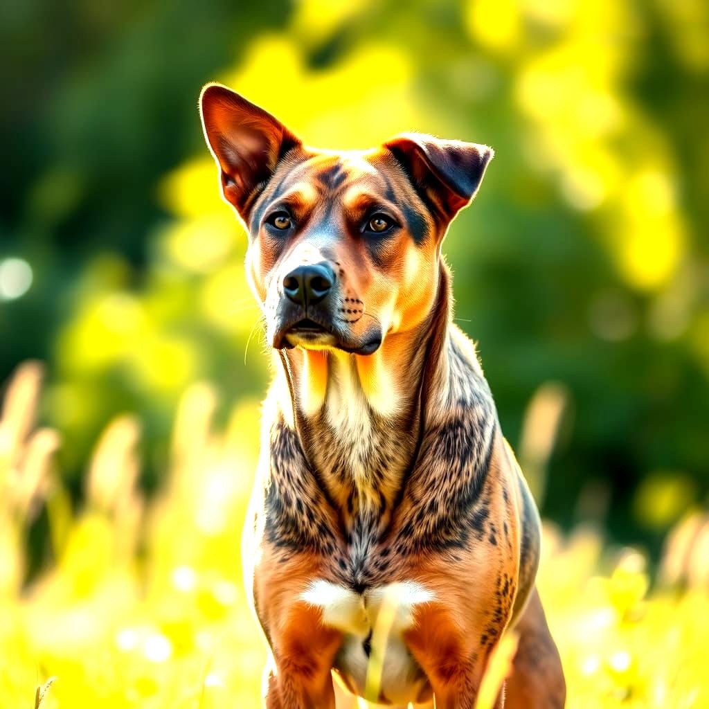 Loyal Mixed Breed Dog in Stunning Bokeh Lighting