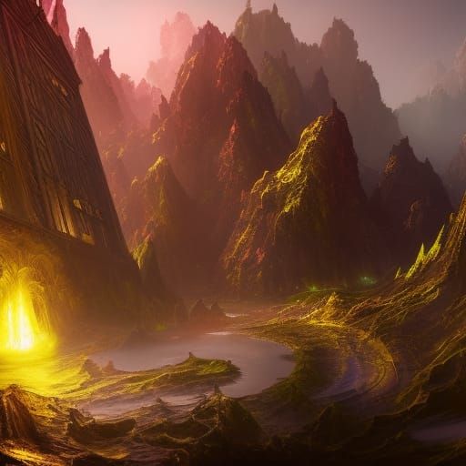 Fantastical Ink Splash Matte Painting in Deep Color