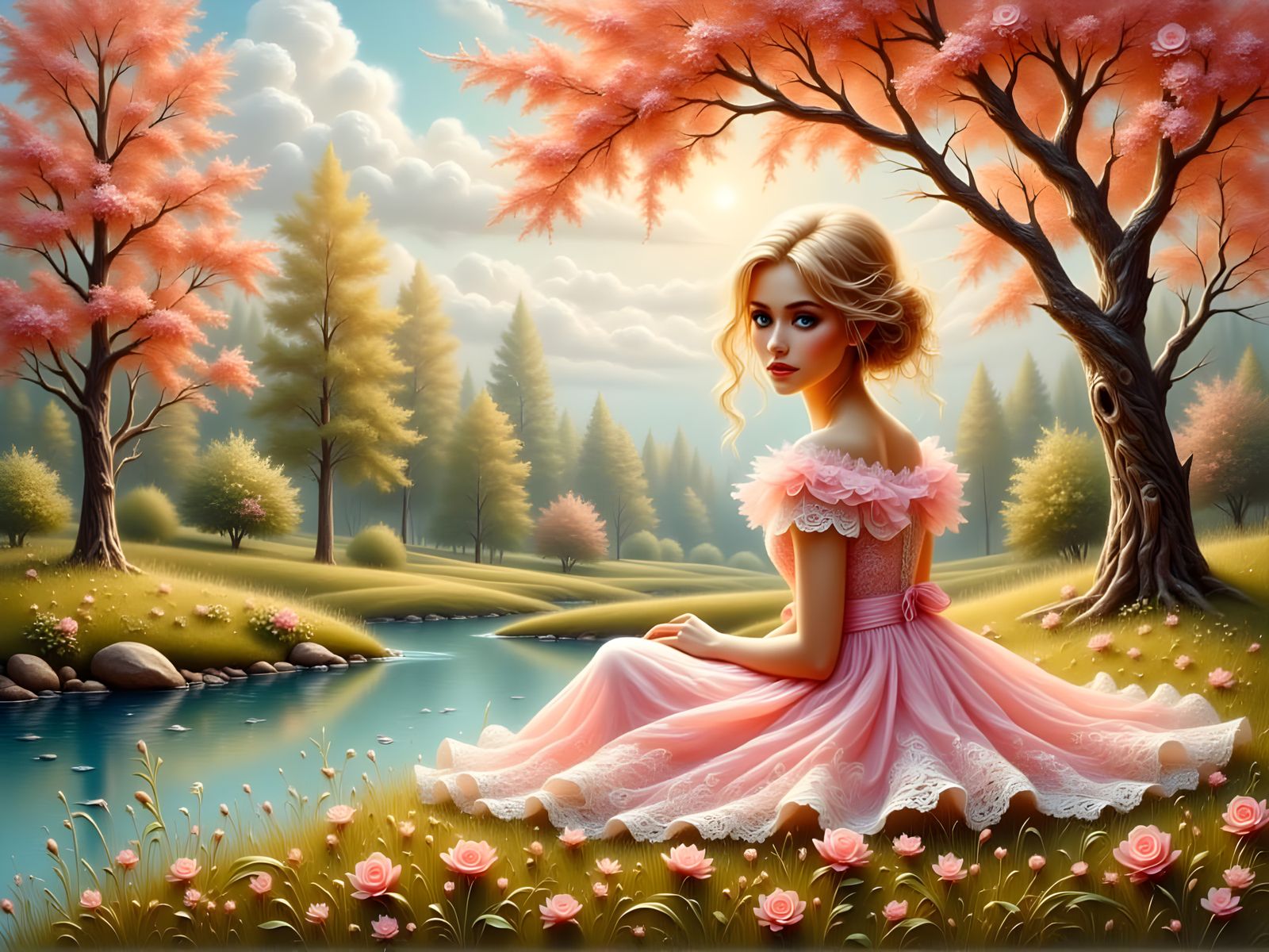 Dreamy Victorian Oil Painting in Impasto Style